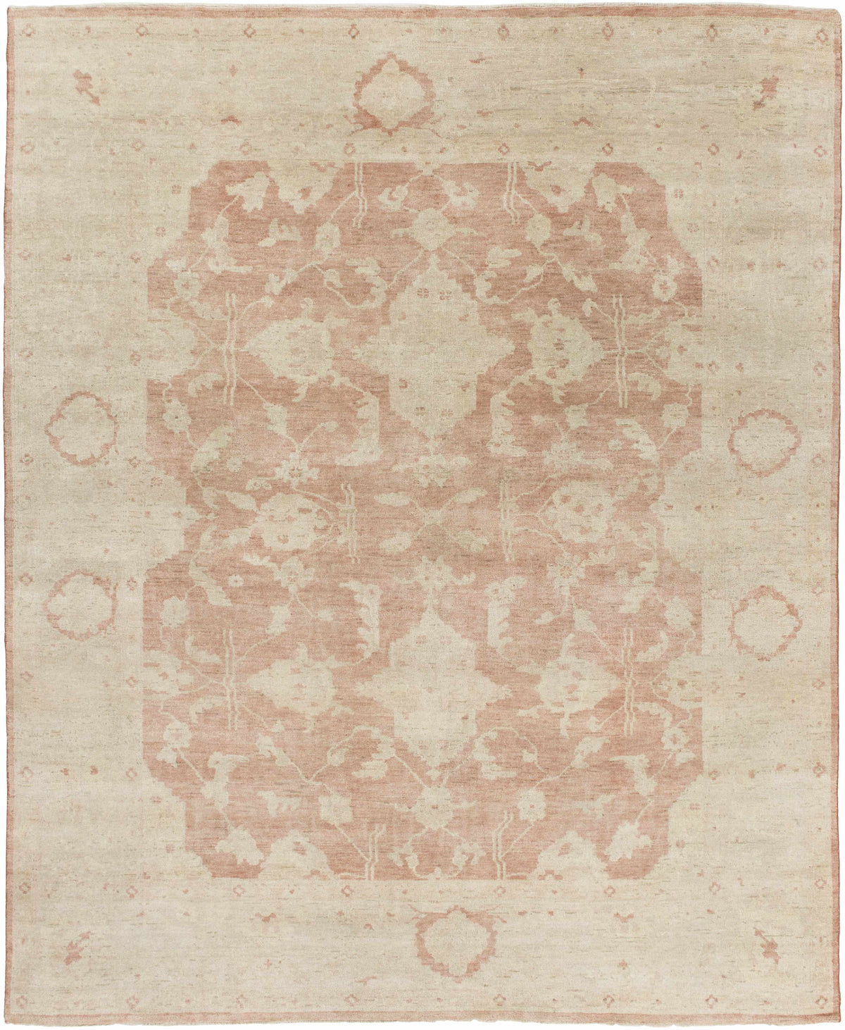 Beige Hand Knotted 100% Wool Traditional Rectangle Handmade rug, Indoor use only, has fringe, non-washable.