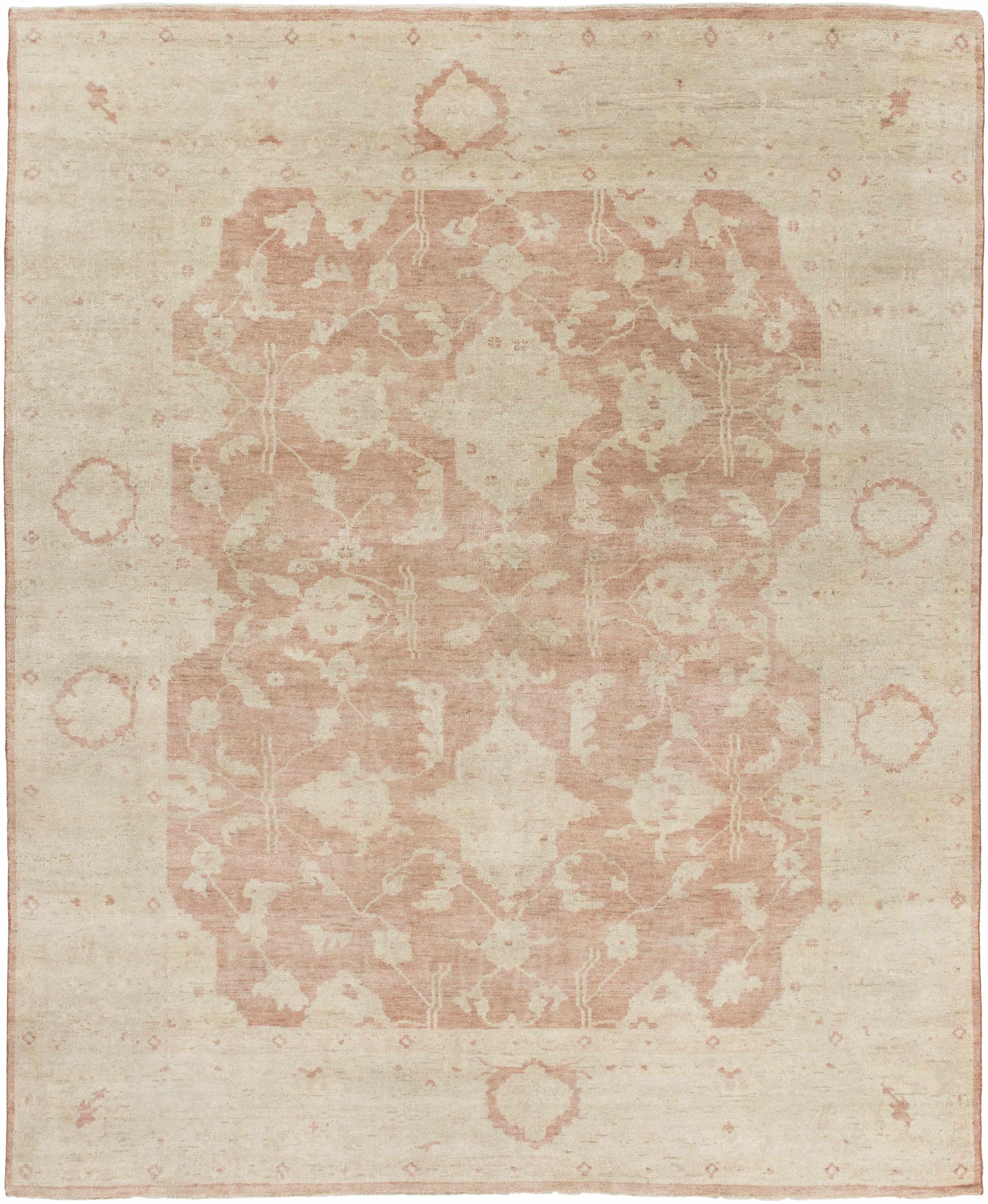 Beige Hand Knotted 100% Wool Traditional Rectangle Handmade rug, Indoor use only, has fringe, non-washable.