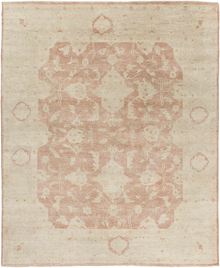 Beige Hand Knotted 100% Wool Traditional Rectangle Handmade rug, Indoor use only, has fringe, non-washable.