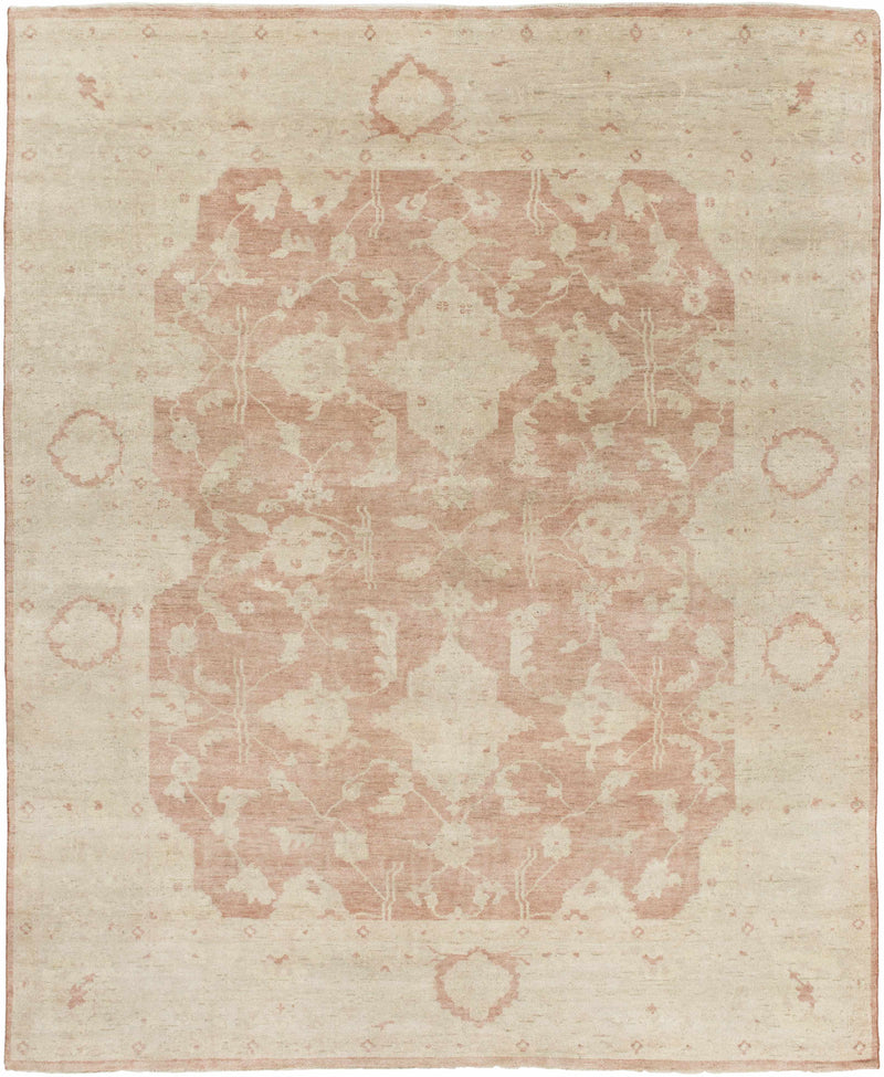 Beige Hand Knotted 100% Wool Traditional Rectangle Handmade rug, Indoor use only, has fringe, non-washable.