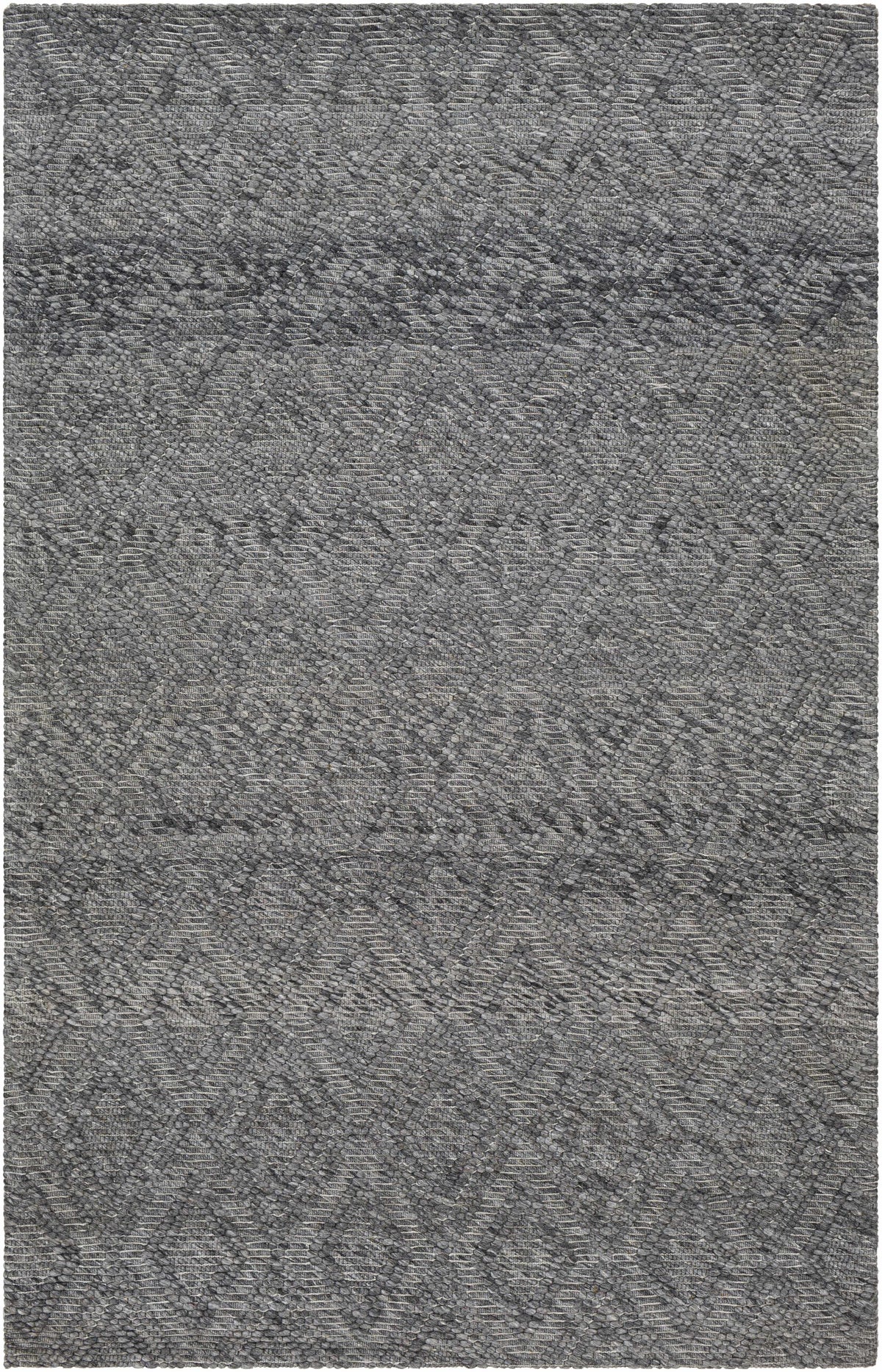 Charcoal Hand Woven 50% Wool, 50% Recycled PET Yarn Cottage Rectangle Handmade rug, Indoor use only, no fringe, non-washable.