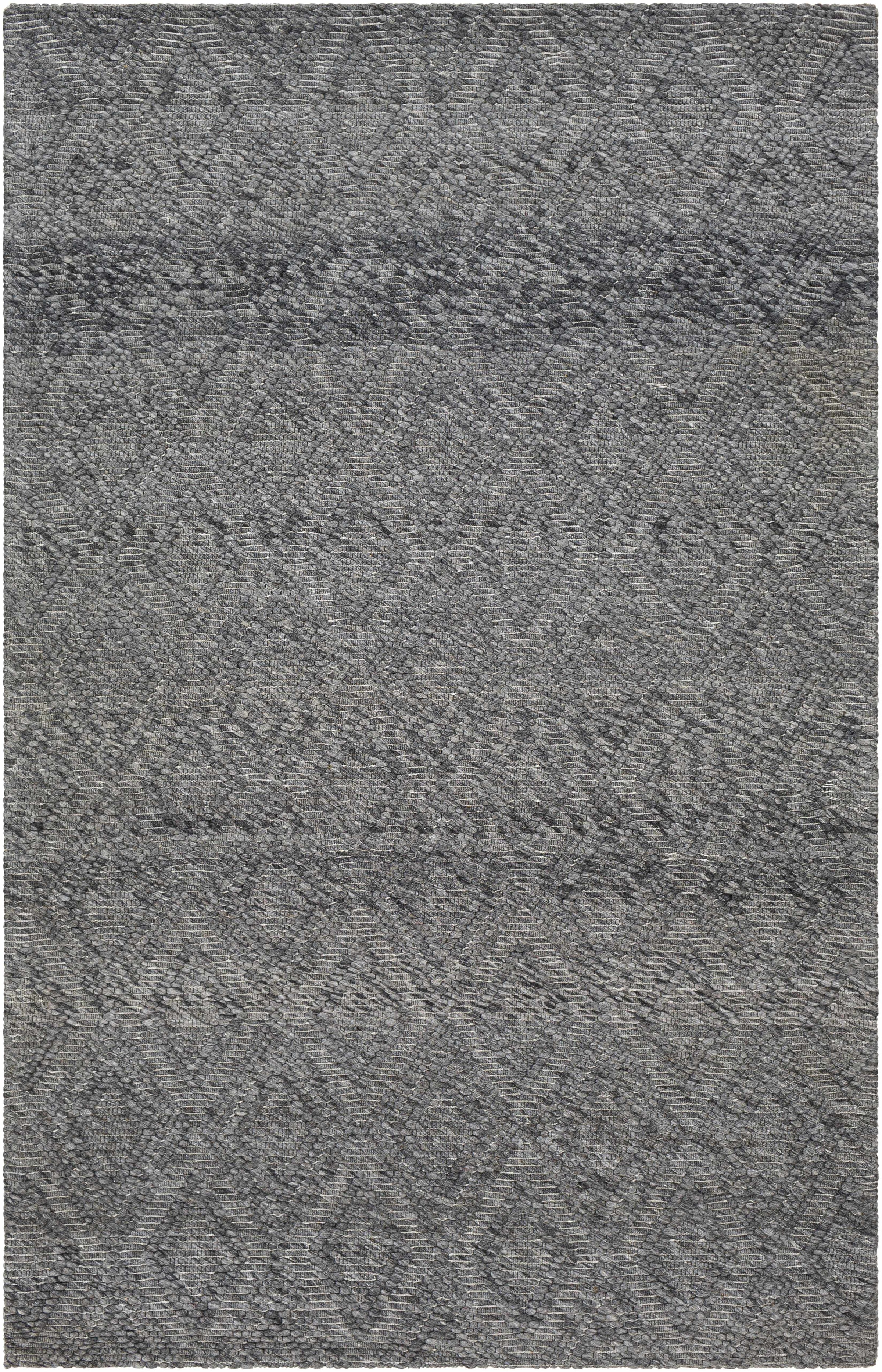 Charcoal Hand Woven 50% Wool, 50% Recycled PET Yarn Cottage Rectangle Handmade rug, Indoor use only, no fringe, non-washable.