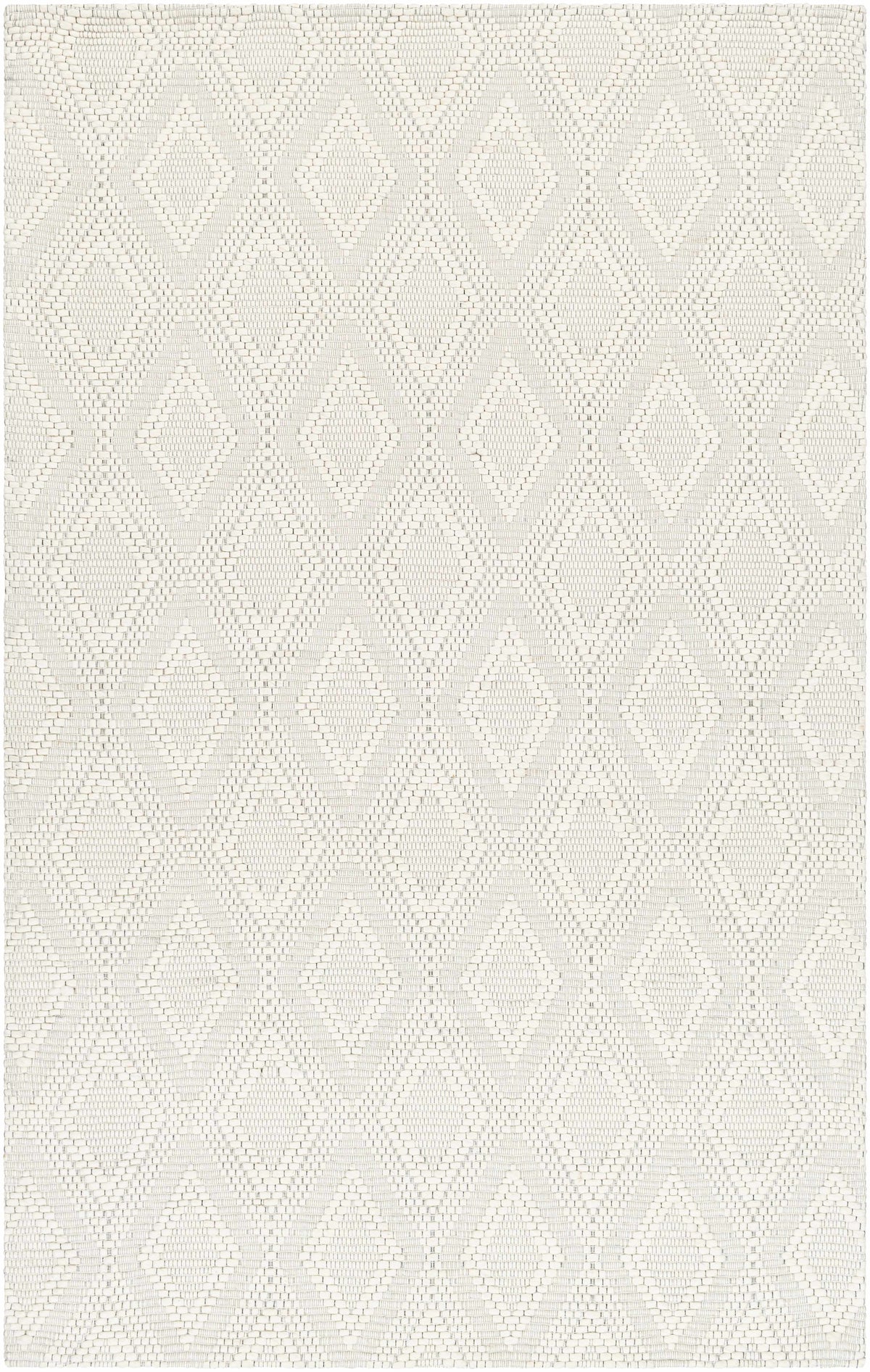 Cream Hand Woven 50% Wool, 50% Recycled PET Yarn Cottage Rectangle Handmade rug, Indoor use only, no fringe, non-washable.