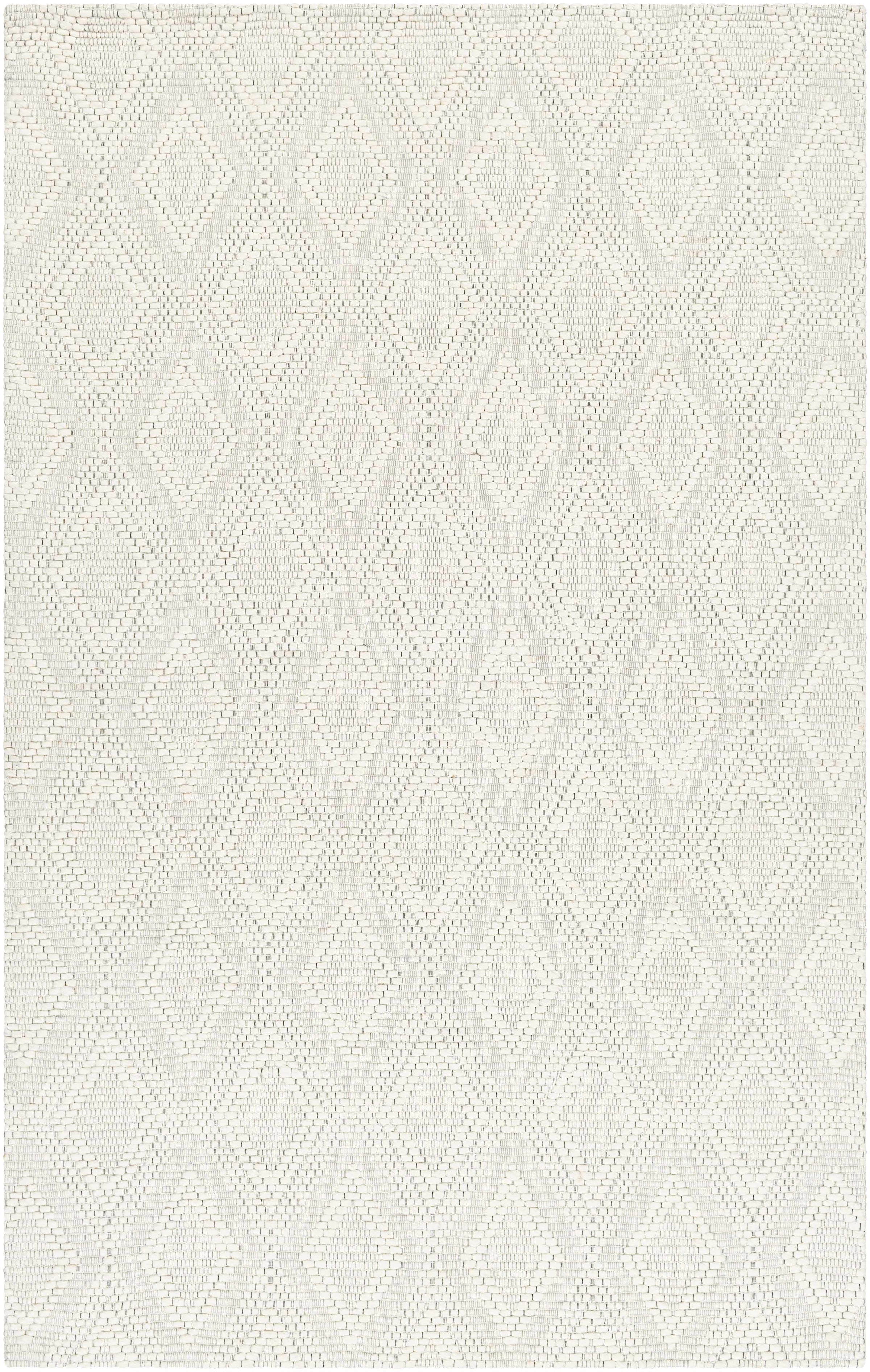 Cream Hand Woven 50% Wool, 50% Recycled PET Yarn Cottage Rectangle Handmade rug, Indoor use only, no fringe, non-washable.
