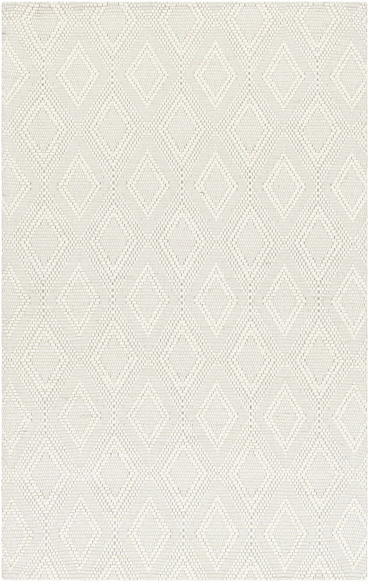 Cream Hand Woven 50% Wool, 50% Recycled PET Yarn Cottage Rectangle Handmade rug, Indoor use only, no fringe, non-washable.