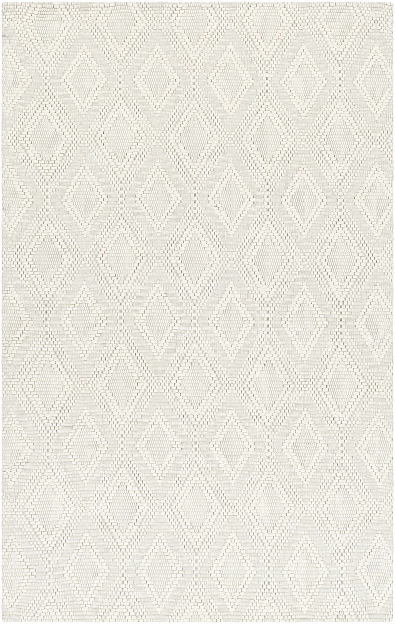 Cream Hand Woven 50% Wool, 50% Recycled PET Yarn Cottage Rectangle Handmade rug, Indoor use only, no fringe, non-washable.