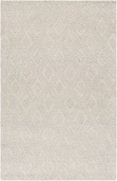 Beige Hand Woven 50% Wool, 50% Recycled PET Yarn Cottage Rectangle Handmade rug, Indoor use only, no fringe, non-washable.