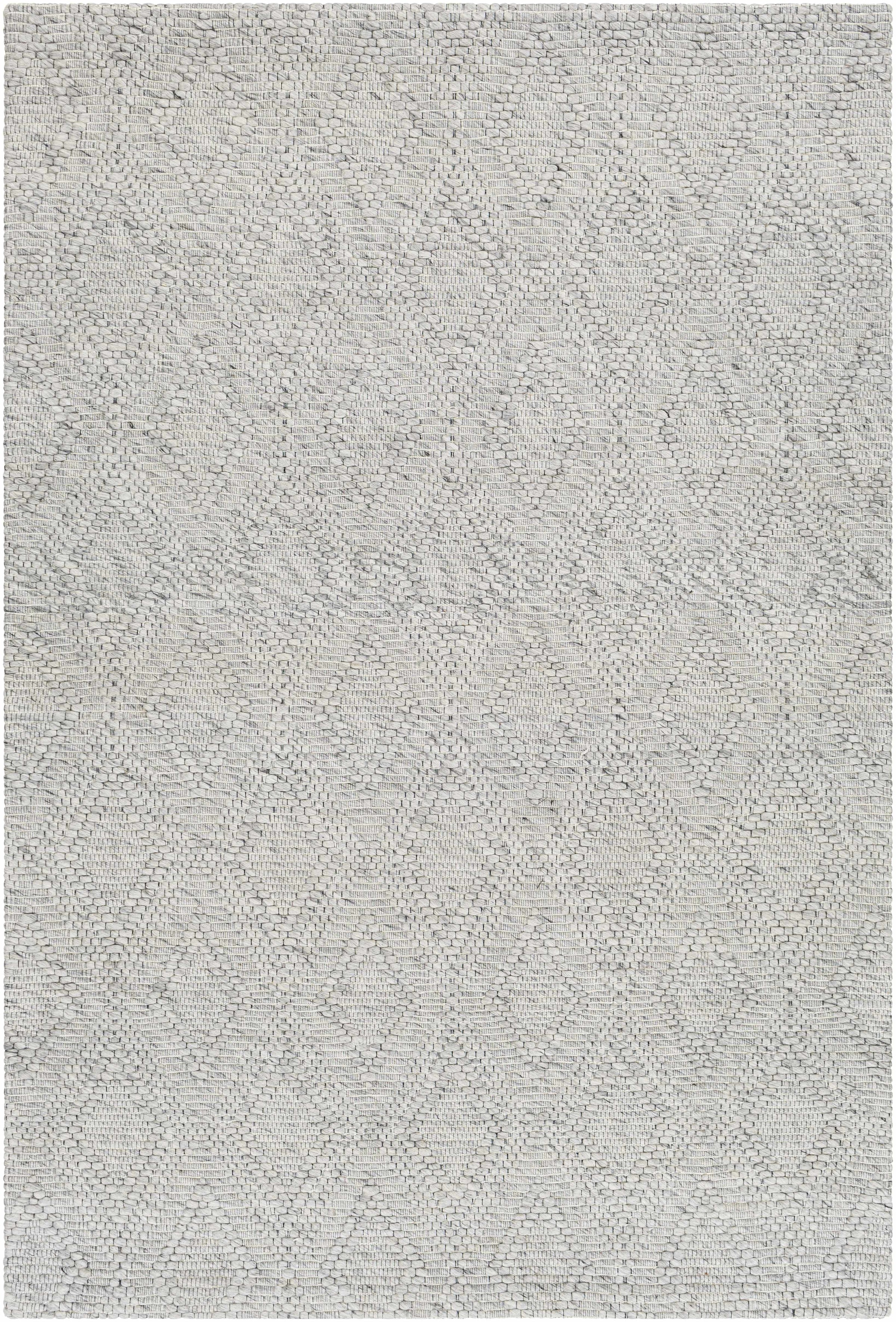 Medium Gray Hand Woven 50% Wool, 50% Recycled PET Yarn Cottage Rectangle Handmade rug, Indoor use only, no fringe, non-washable.