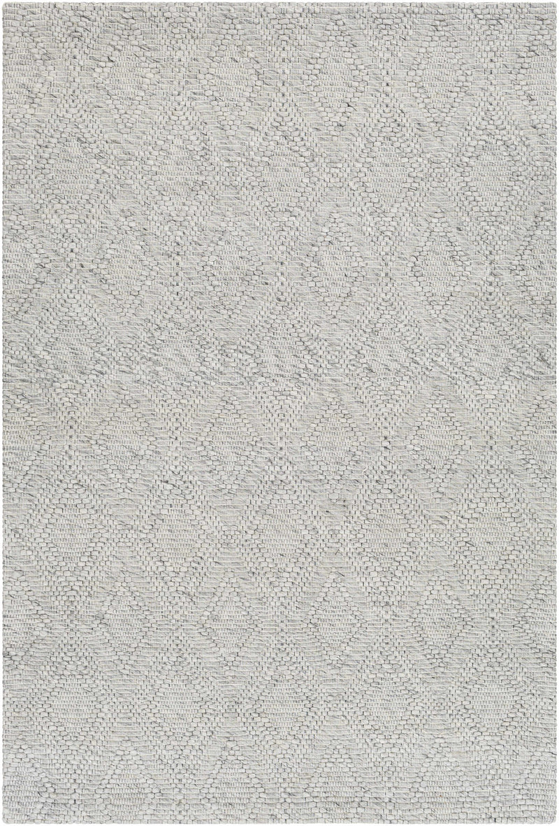 Medium Gray Hand Woven 50% Wool, 50% Recycled PET Yarn Cottage Rectangle Handmade rug, Indoor use only, no fringe, non-washable.