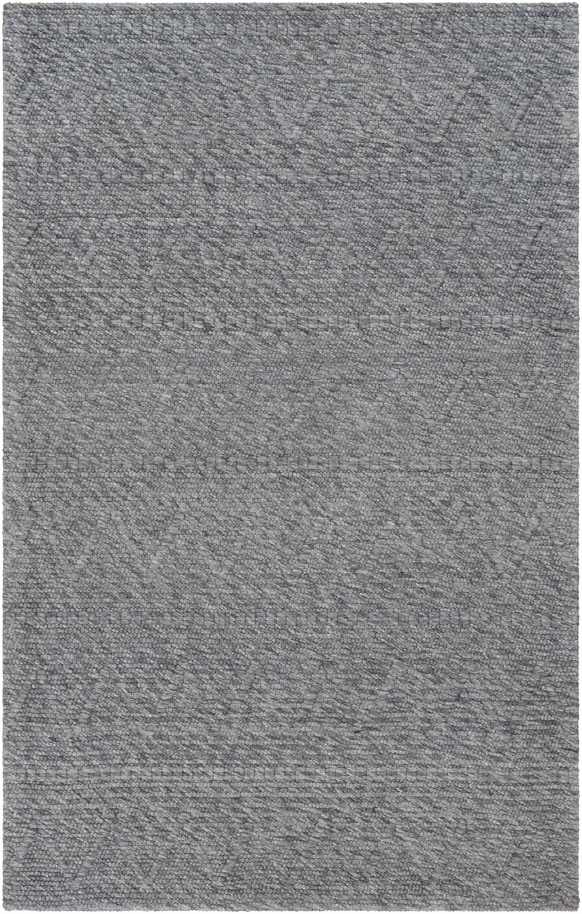 Charcoal Hand Woven 50% Wool, 50% Recycled PET Yarn Cottage Rectangle Handmade rug, Indoor use only, no fringe, non-washable.