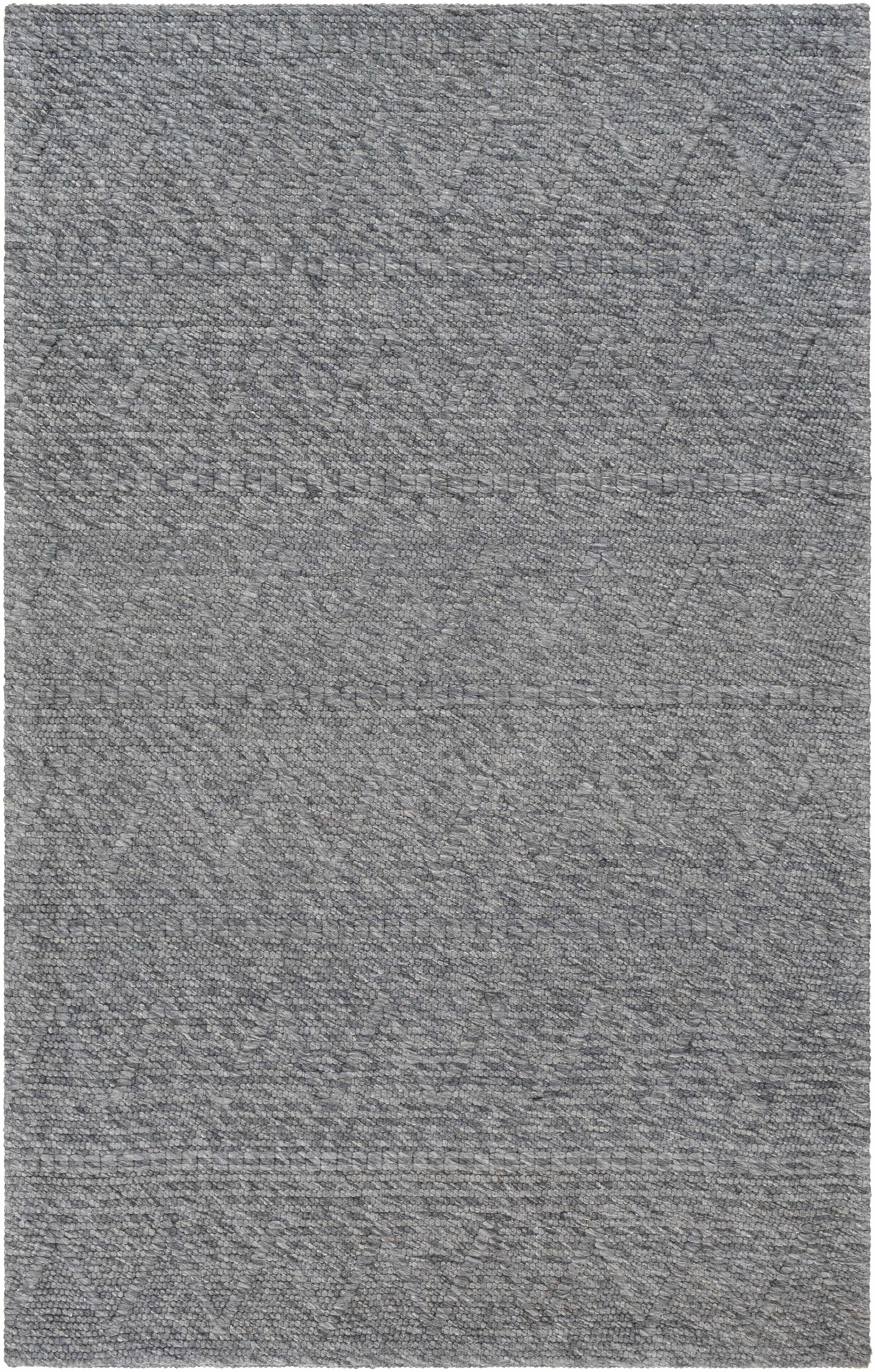 Charcoal Hand Woven 50% Wool, 50% Recycled PET Yarn Cottage Rectangle Handmade rug, Indoor use only, no fringe, non-washable.