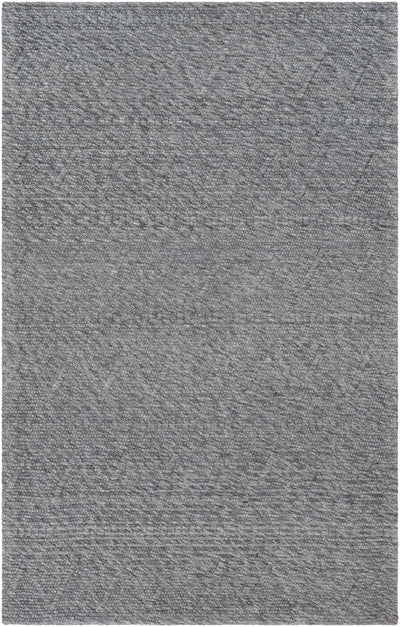 Charcoal Hand Woven 50% Wool, 50% Recycled PET Yarn Cottage Rectangle Handmade rug, Indoor use only, no fringe, non-washable.