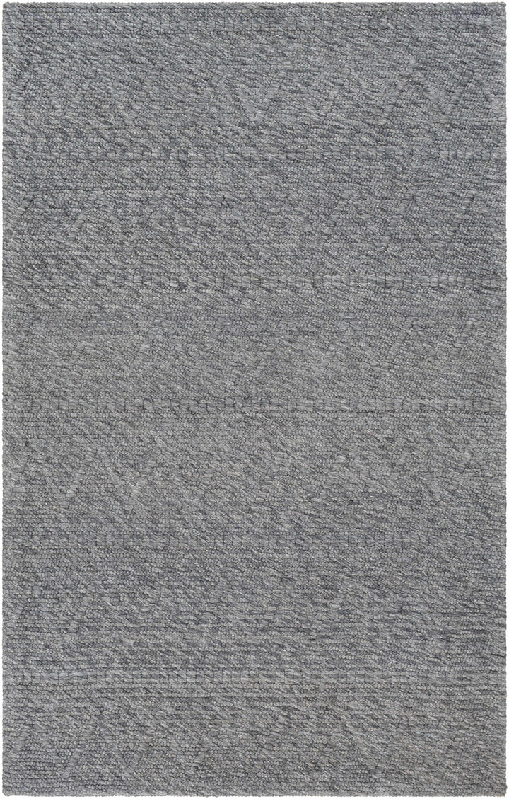 Charcoal Hand Woven 50% Wool, 50% Recycled PET Yarn Cottage Rectangle Handmade rug, Indoor use only, no fringe, non-washable.