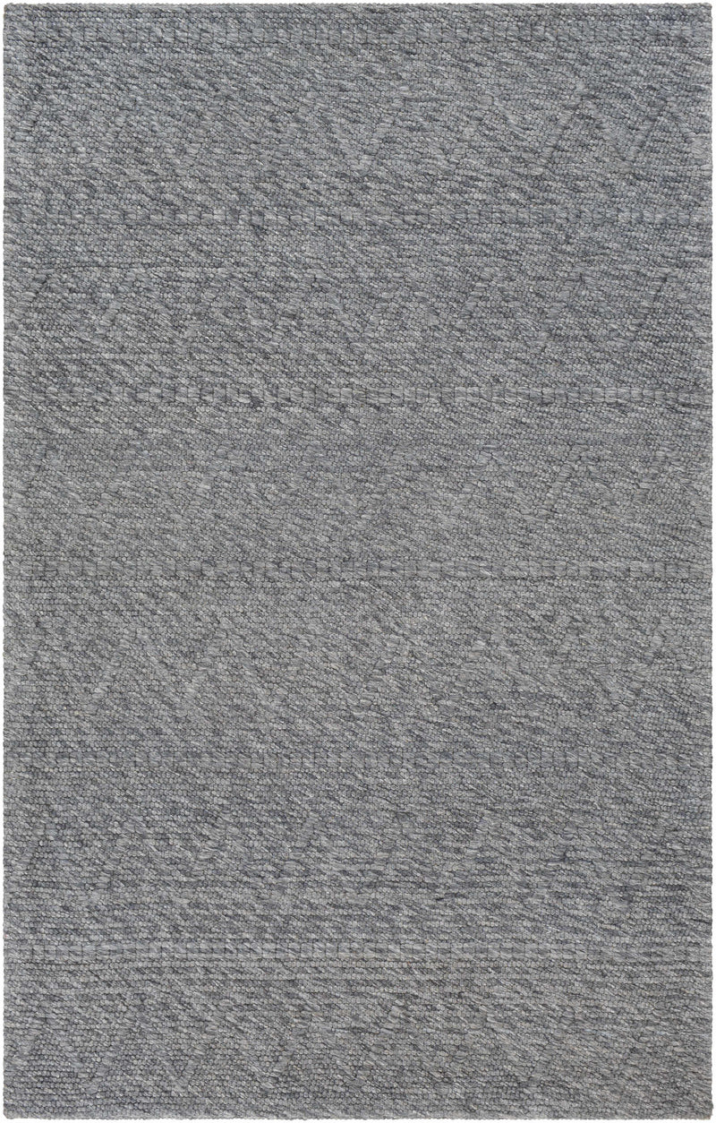 Charcoal Hand Woven 50% Wool, 50% Recycled PET Yarn Cottage Rectangle Handmade rug, Indoor use only, no fringe, non-washable.