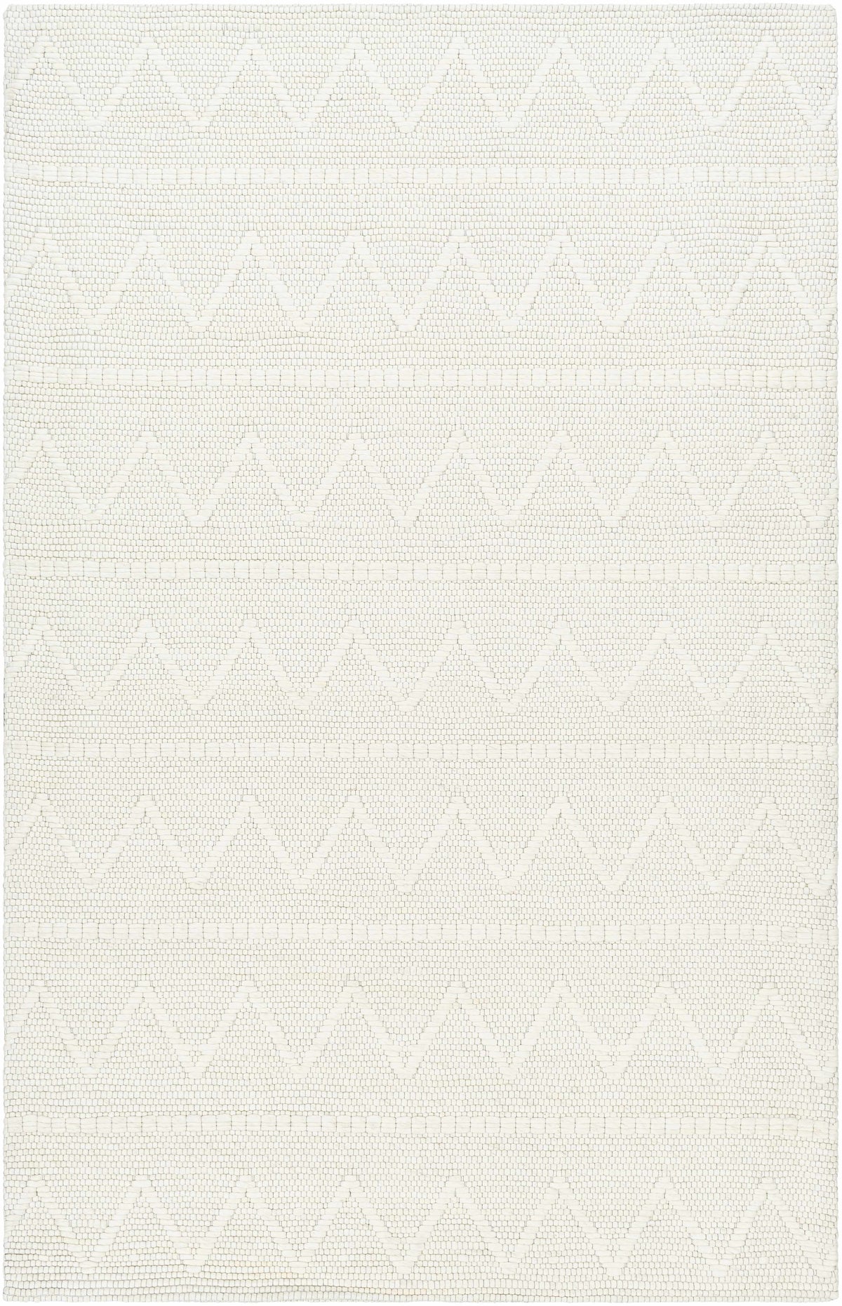 Cream Hand Woven 50% Wool, 50% Recycled PET Yarn Cottage Rectangle Handmade rug, Indoor use only, no fringe, non-washable.