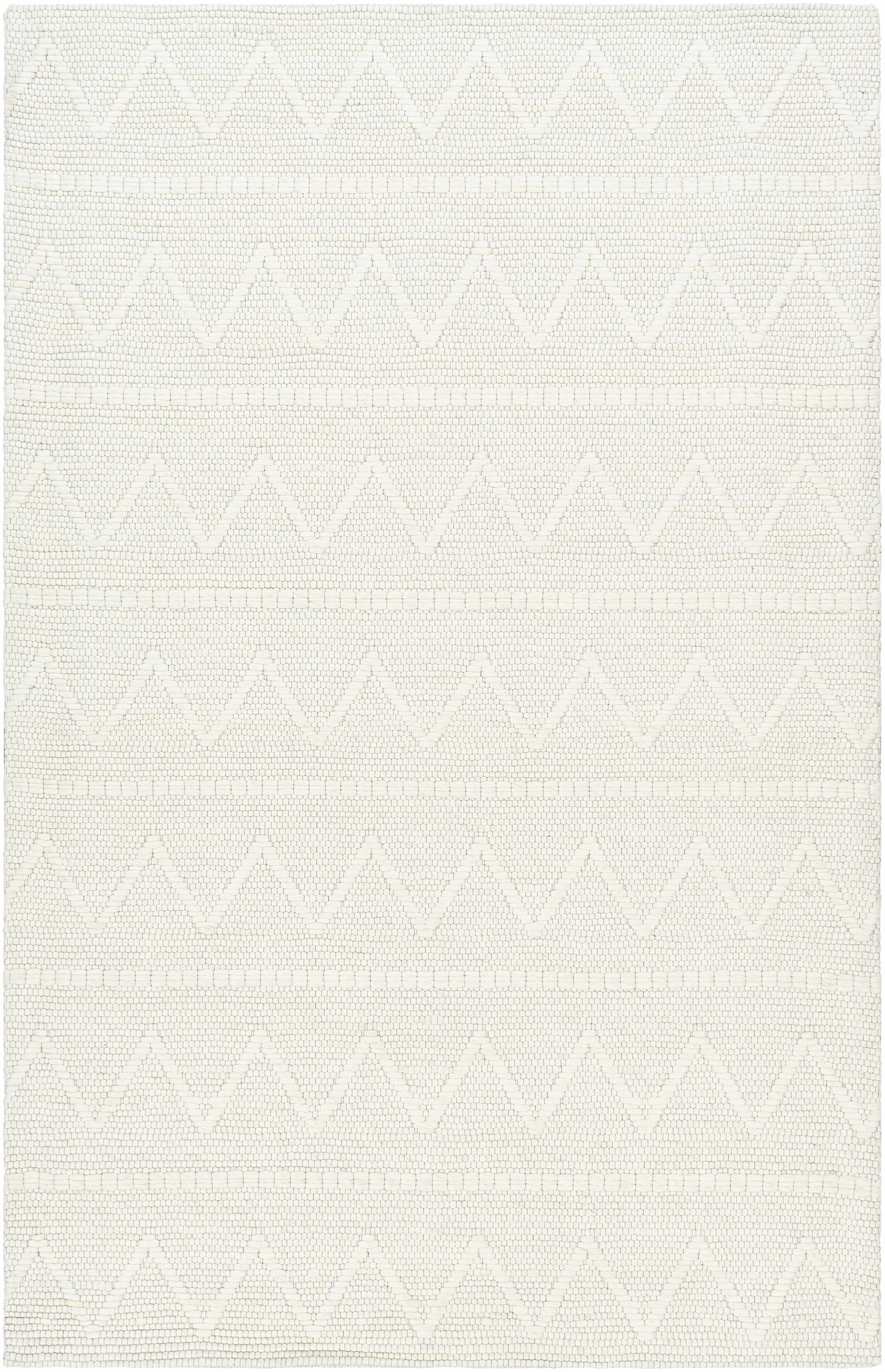 Cream Hand Woven 50% Wool, 50% Recycled PET Yarn Cottage Rectangle Handmade rug, Indoor use only, no fringe, non-washable.