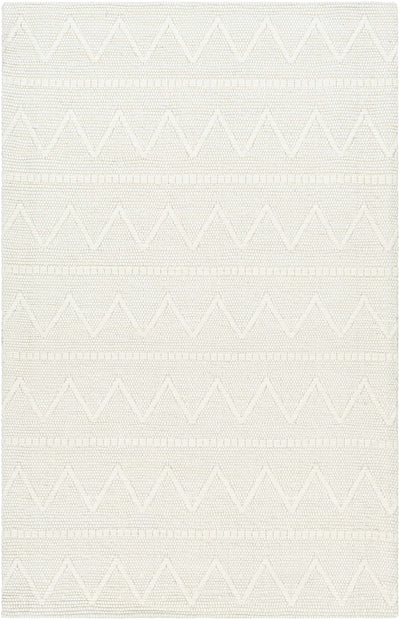 Cream Hand Woven 50% Wool, 50% Recycled PET Yarn Cottage Rectangle Handmade rug, Indoor use only, no fringe, non-washable.