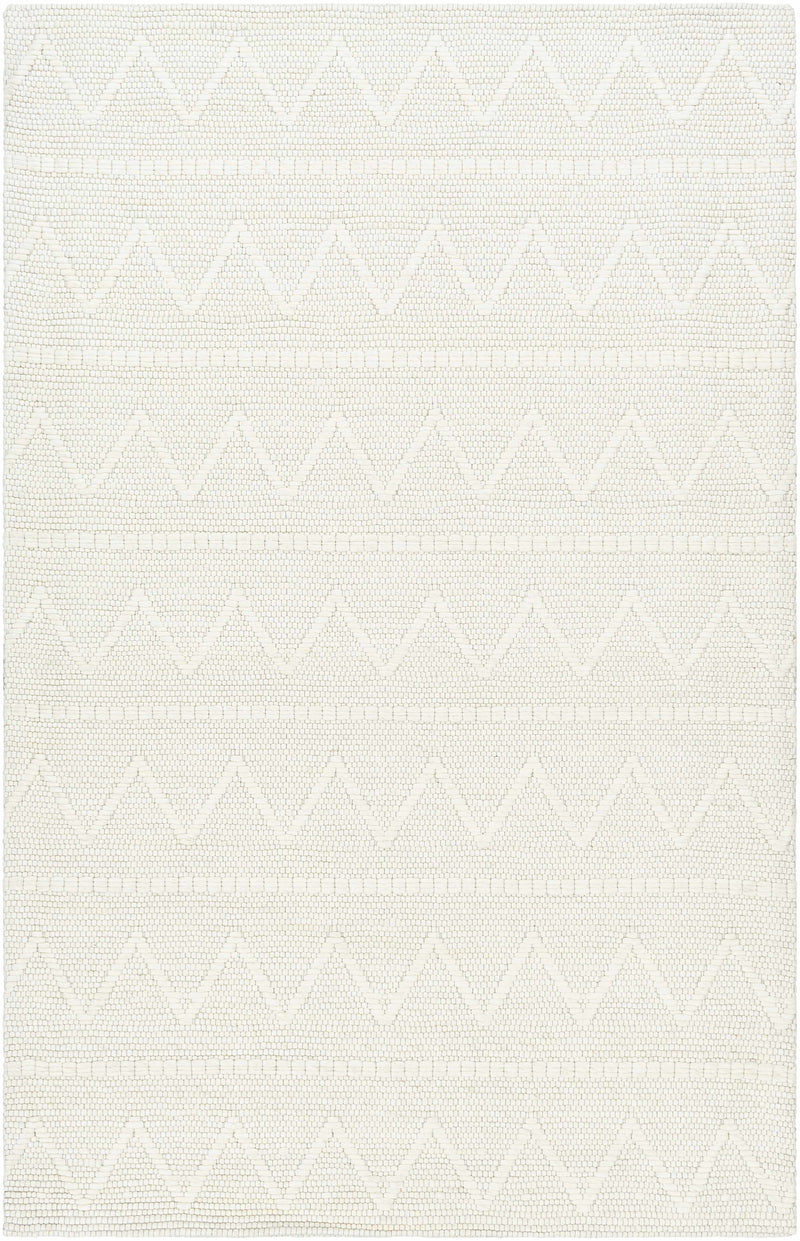 Cream Hand Woven 50% Wool, 50% Recycled PET Yarn Cottage Rectangle Handmade rug, Indoor use only, no fringe, non-washable.