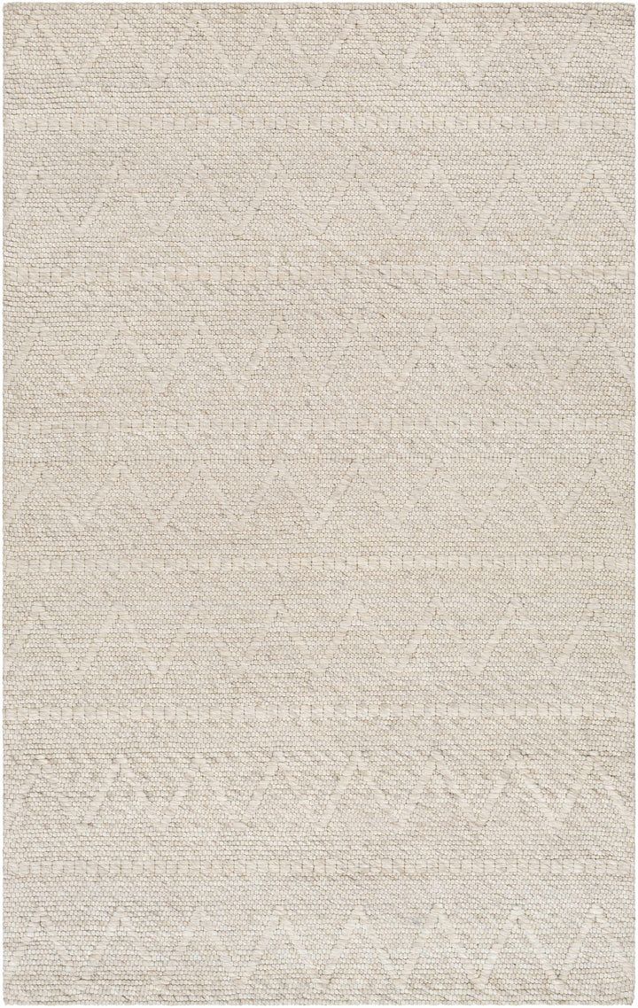 Tan Hand Woven 50% Wool, 50% Recycled PET Yarn Cottage Rectangle Handmade rug, Indoor use only, no fringe, non-washable.