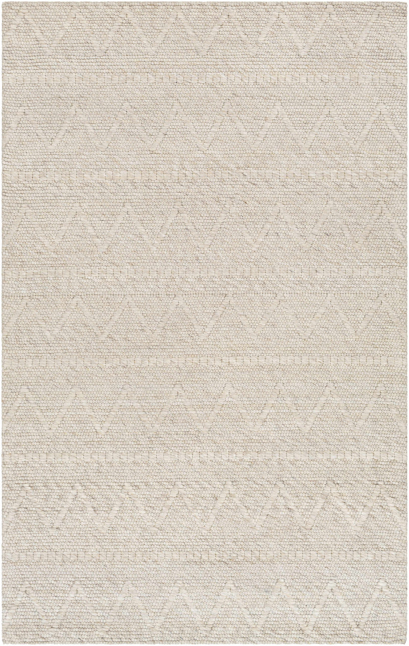 Tan Hand Woven 50% Wool, 50% Recycled PET Yarn Cottage Rectangle Handmade rug, Indoor use only, no fringe, non-washable.