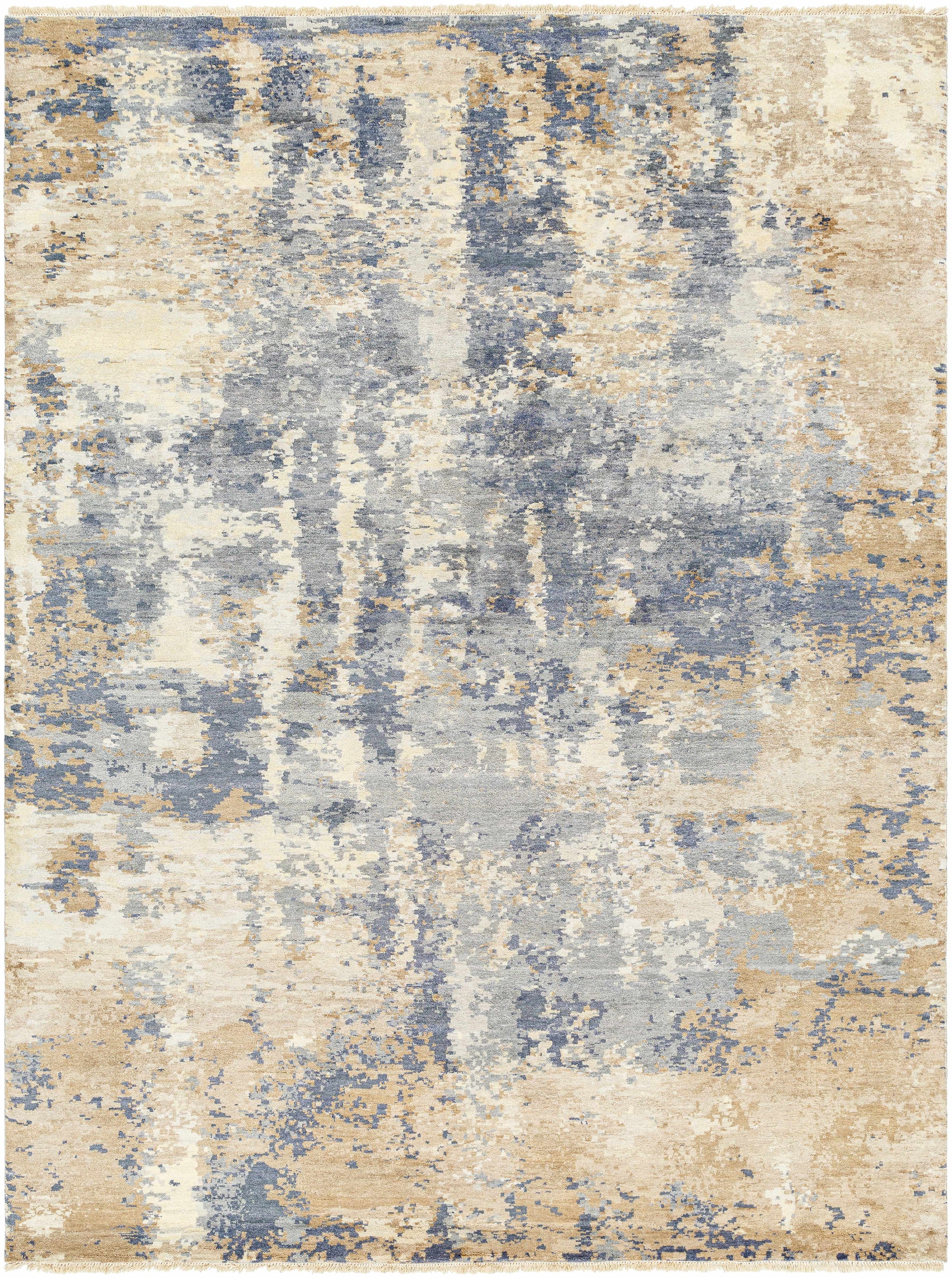 Gray Hand Knotted 100% Viscose Modern Rectangle Handmade rug, Indoor use only, no fringe, non-washable.
