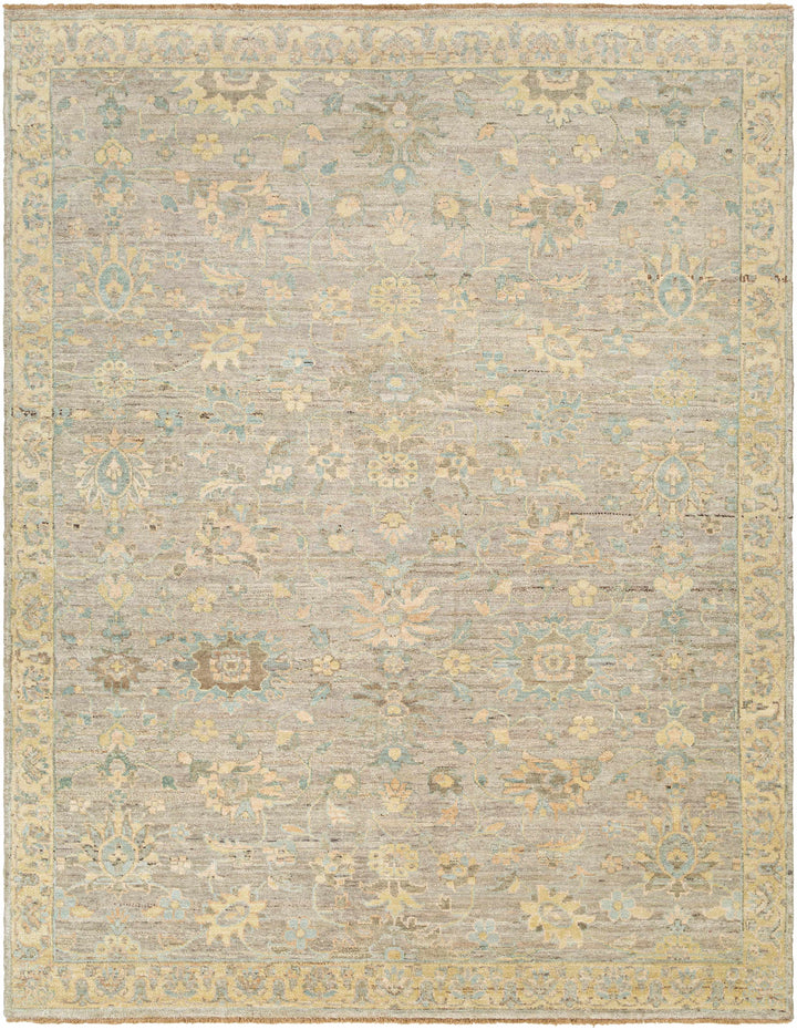 Ice Blue Hand Knotted 100% Wool Traditional Rectangle Handmade rug, Indoor use only, has fringe, non-washable.