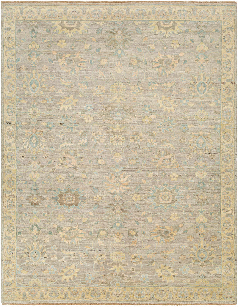 Ice Blue Hand Knotted 100% Wool Traditional Rectangle Handmade rug, Indoor use only, has fringe, non-washable.