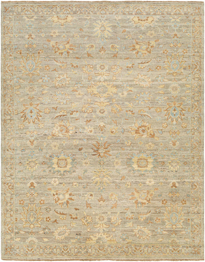 Tan Hand Knotted 100% Wool Traditional Rectangle Handmade rug, Indoor use only, has fringe, non-washable.