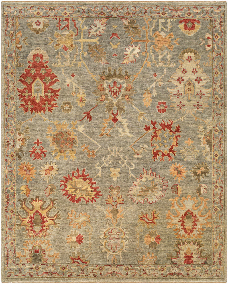 Light Olive Hand Knotted 100% Wool Traditional Rectangle Handmade rug, Indoor use only, has fringe, non-washable.