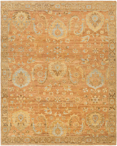 Burnt Orange Hand Knotted 100% Wool Traditional Rectangle Handmade rug, Indoor use only, has fringe, non-washable.