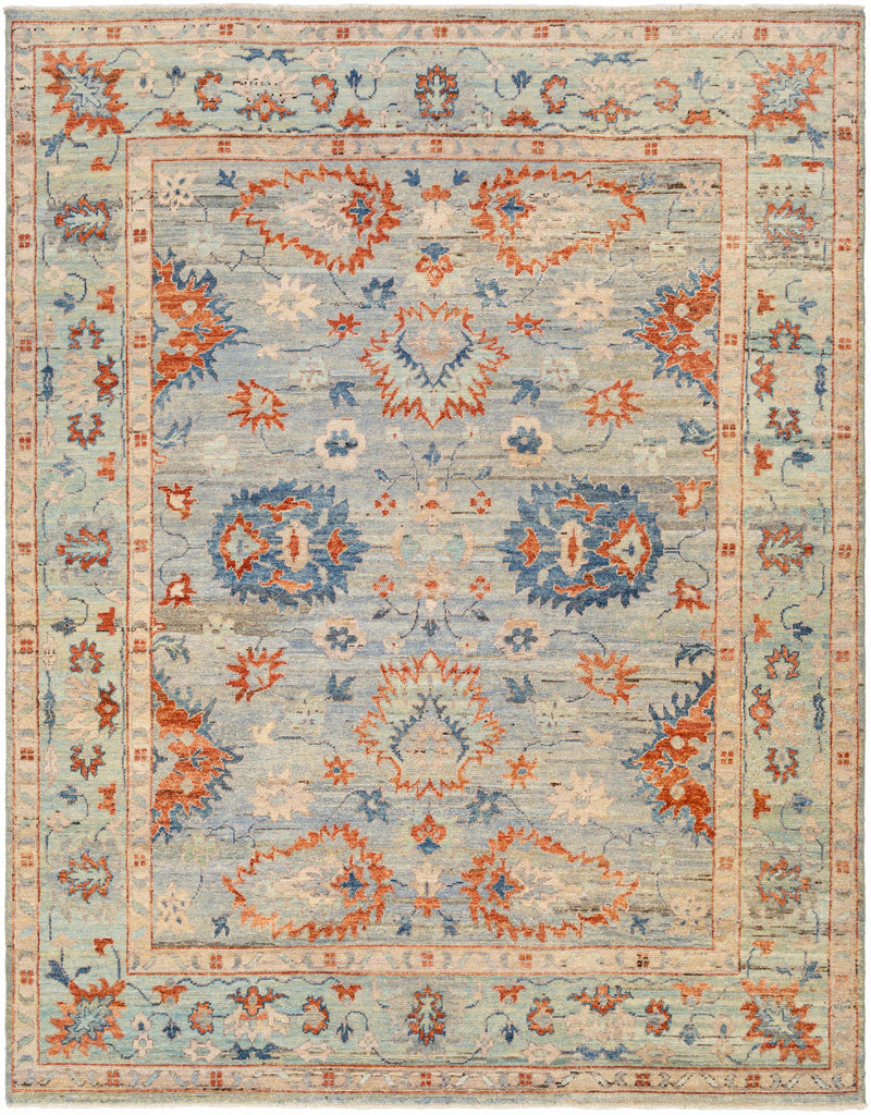 Denim Hand Knotted 100% Wool Traditional Rectangle Handmade rug, Indoor use only, has fringe, non-washable.
