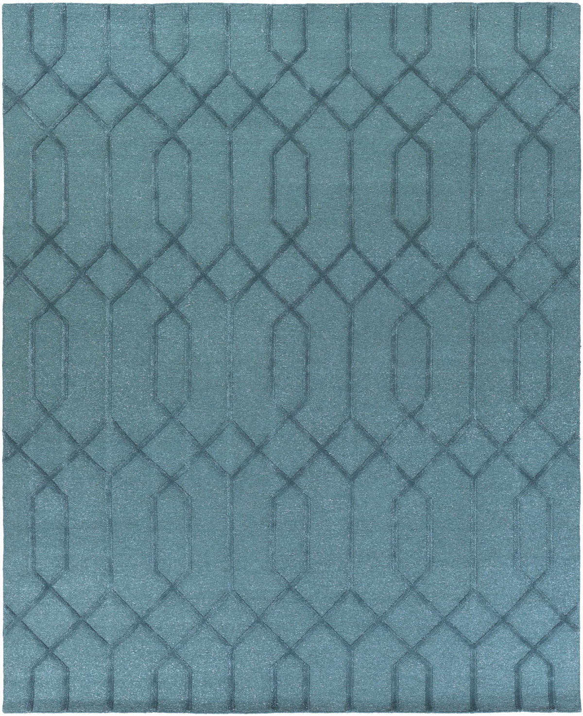 Teal Hand Knotted 70% Wool, 30% Viscose Global Rectangle Handmade rug, Indoor use only, no fringe, non-washable.