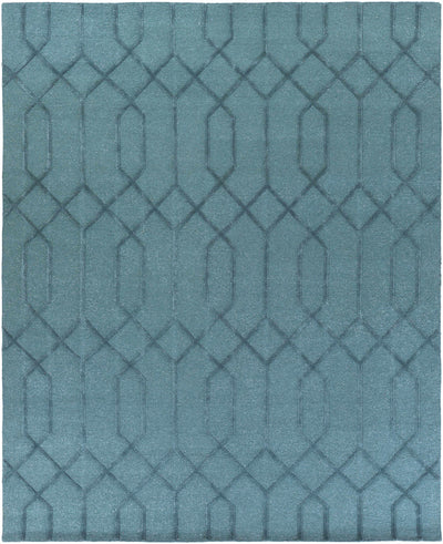 Teal Hand Knotted 70% Wool, 30% Viscose Global Rectangle Handmade rug, Indoor use only, no fringe, non-washable.
