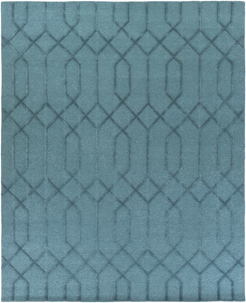 Teal Hand Knotted 70% Wool, 30% Viscose Global Rectangle Handmade rug, Indoor use only, no fringe, non-washable.