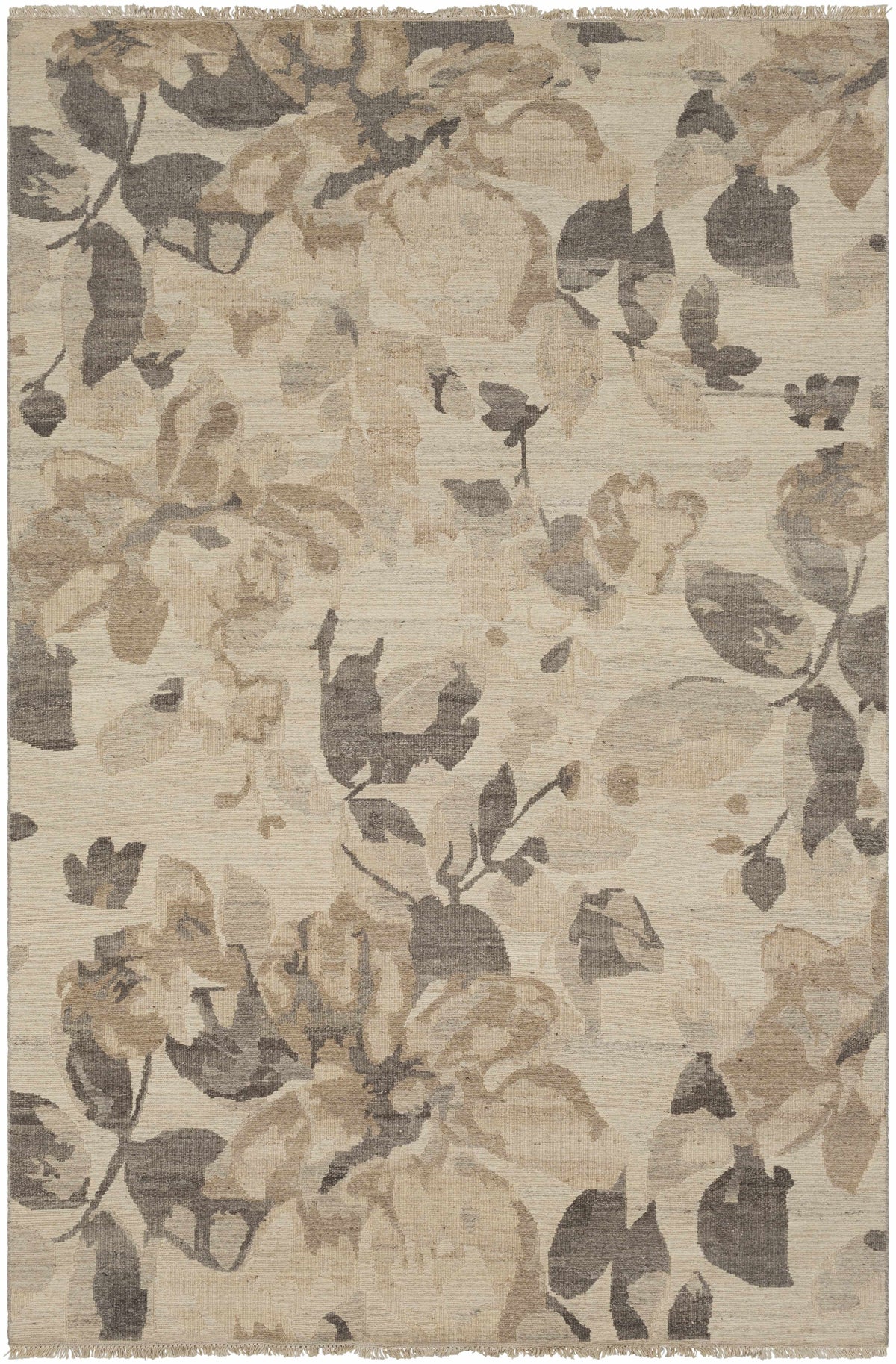 Medium Brown Hand Knotted 100% Wool Modern Rectangle Handmade rug, Indoor use only, has fringe, non-washable.