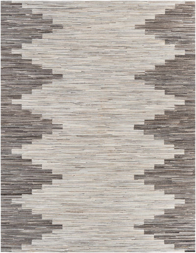 Silver Gray Hand Crafted 100% Hair On Hide Rustic Rectangle Handmade rug, Indoor use only, no fringe, non-washable.