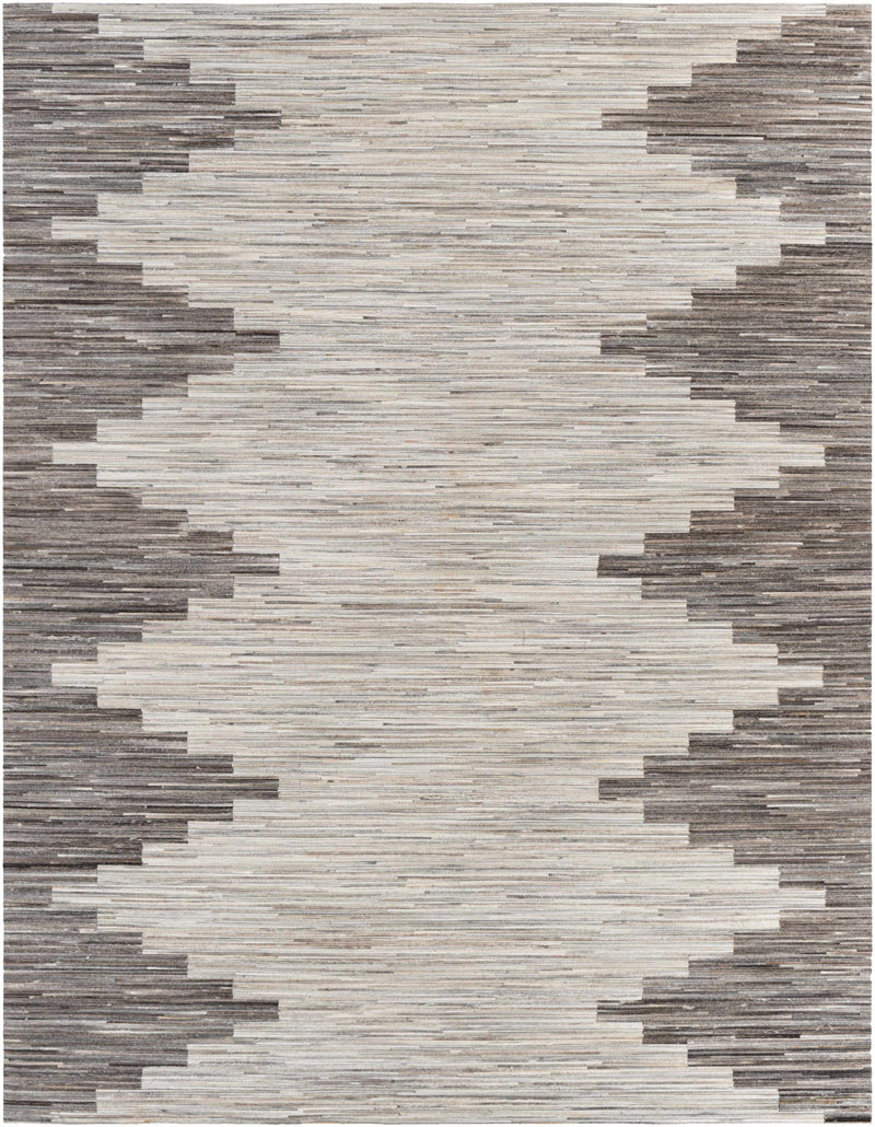 Silver Gray Hand Crafted 100% Hair On Hide Rustic Rectangle Handmade rug, Indoor use only, no fringe, non-washable.