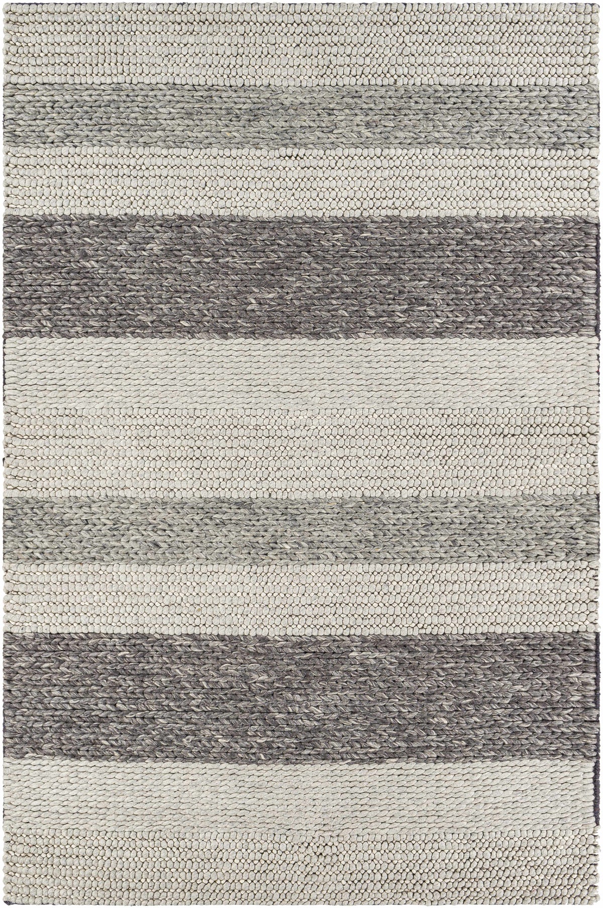 Charcoal Hand Woven 80% Wool, 20% Cotton Cottage Rectangle Handmade rug, Indoor use only, no fringe, non-washable.