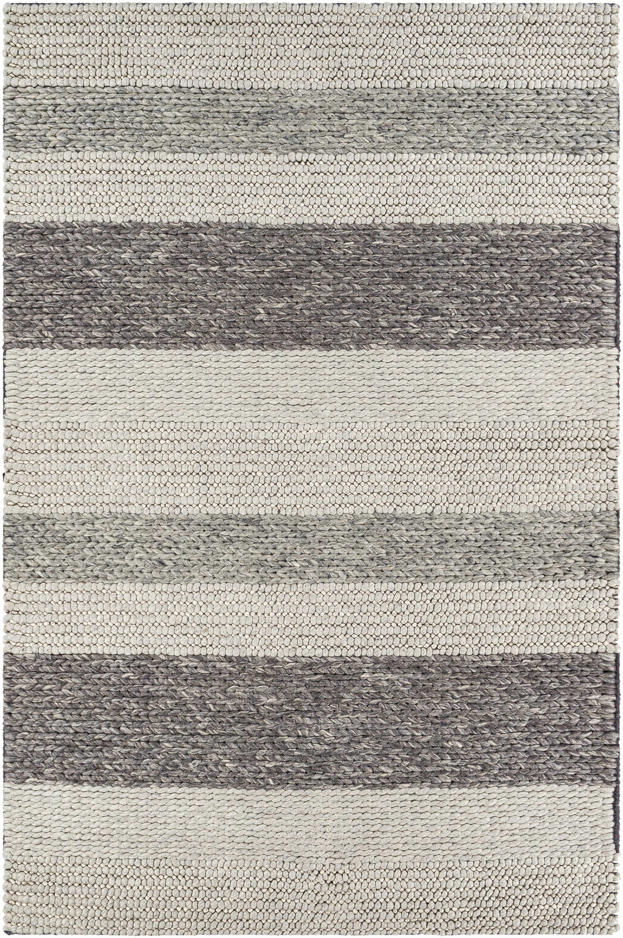 Charcoal Hand Woven 80% Wool, 20% Cotton Cottage Rectangle Handmade rug, Indoor use only, no fringe, non-washable.