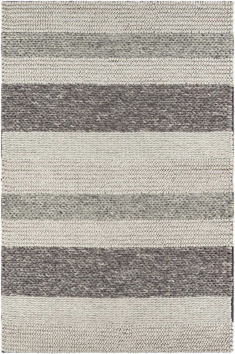 Charcoal Hand Woven 80% Wool, 20% Cotton Cottage Rectangle Handmade rug, Indoor use only, no fringe, non-washable.