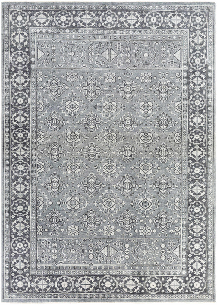 Deep Teal Hand Knotted 100% Wool Traditional Rectangle Handmade rug, Indoor use only, has fringe, non-washable.
