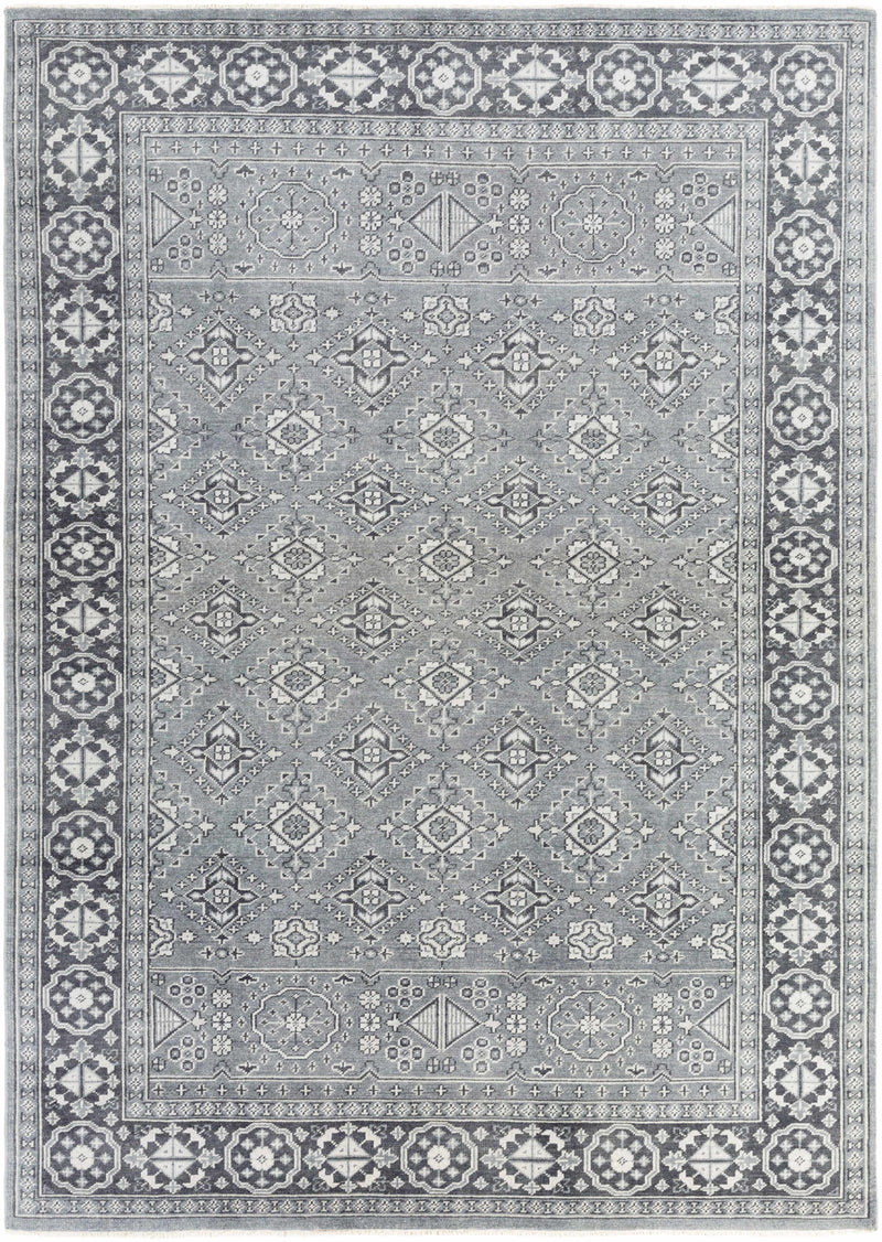 Deep Teal Hand Knotted 100% Wool Traditional Rectangle Handmade rug, Indoor use only, has fringe, non-washable.