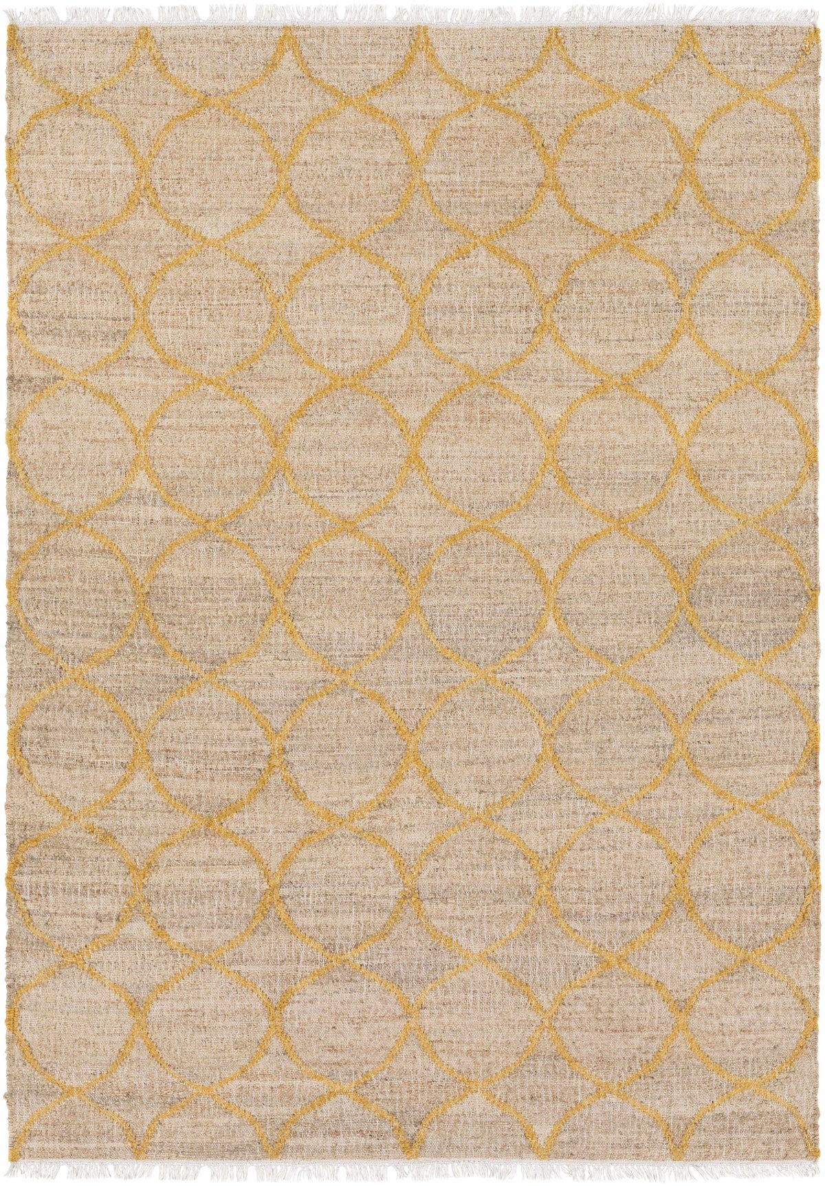 Cream Hand Woven 100% Jute Modern Rectangle Handmade rug, Indoor use only, has fringe, non-washable.
