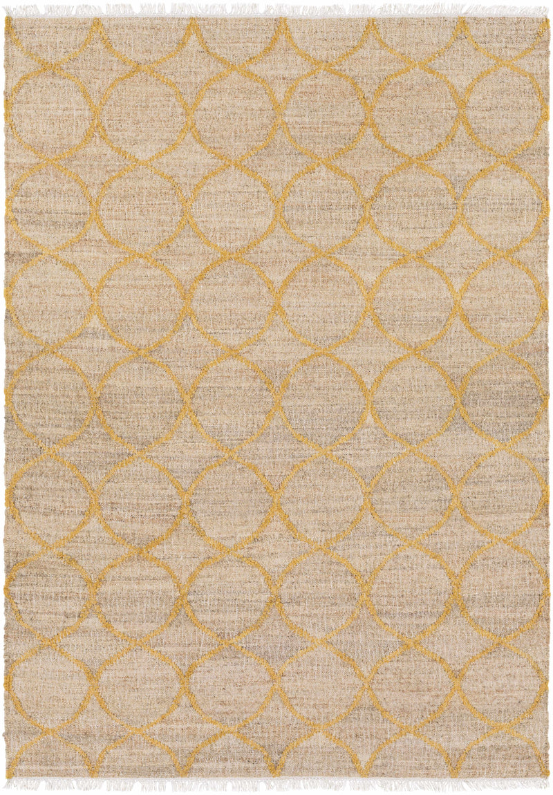 Cream Hand Woven 100% Jute Modern Rectangle Handmade rug, Indoor use only, has fringe, non-washable.