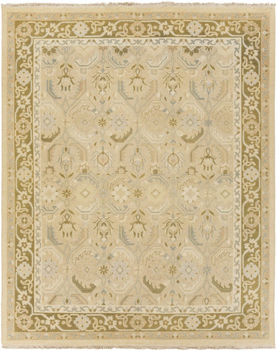 Tan Hand Knotted 100% NZ Wool Traditional Rectangle Handmade rug, Indoor use only, has fringe, non-washable.