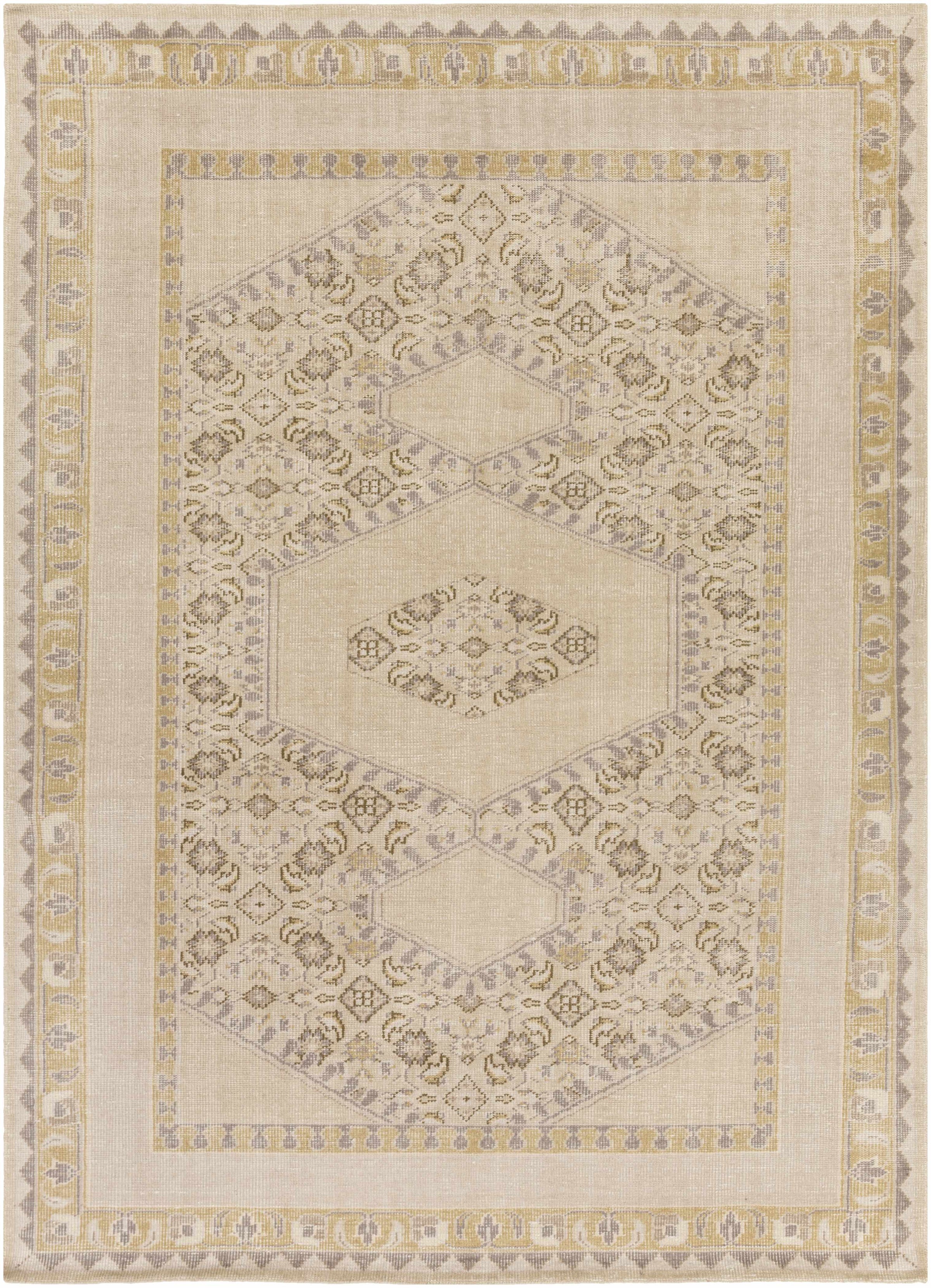 Beige Hand Knotted 100% NZ Wool Global Rectangle Handmade rug, Indoor use only, no fringe, non-washable.