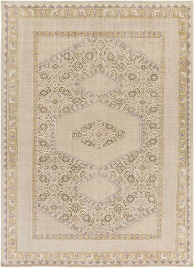 Beige Hand Knotted 100% NZ Wool Global Rectangle Handmade rug, Indoor use only, no fringe, non-washable.