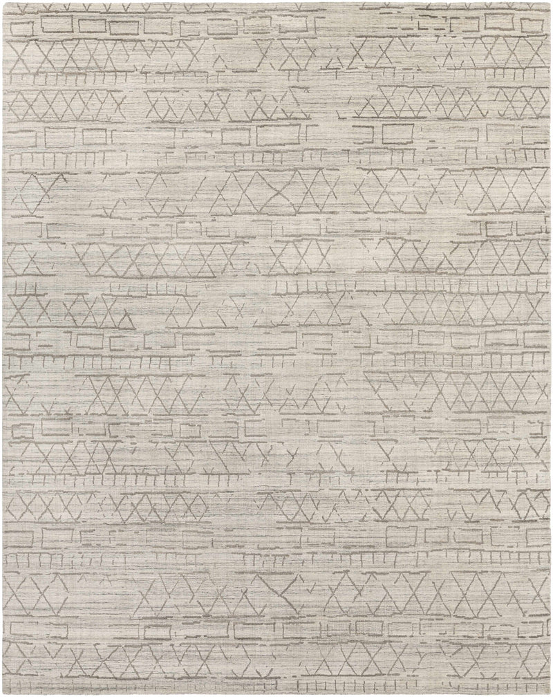Taupe Hand Loomed 75% Viscose, 25% Wool Global Rectangle Handmade rug, Indoor use only, no fringe, non-washable.