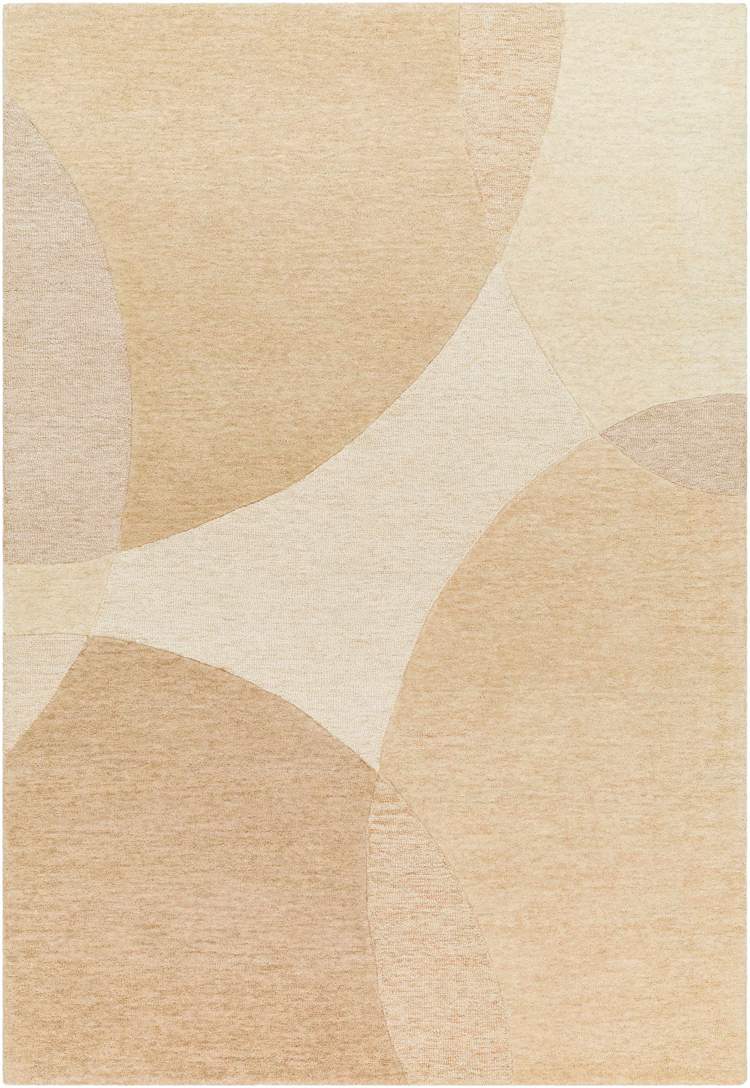 Beige Hand Tufted 100% Wool Modern Rectangle Handmade rug, Indoor use only, no fringe, non-washable.
