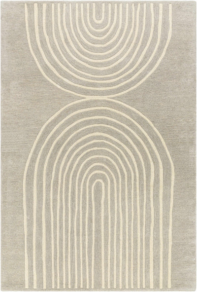 Medium Gray Hand Tufted 100% Wool Modern Rectangle Handmade rug, Indoor use only, no fringe, non-washable.